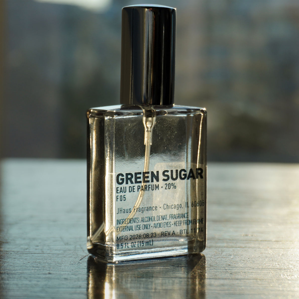 Green Sugar Eau de Parfum 15 mL clear glass bottle by JHaus Fragrance
